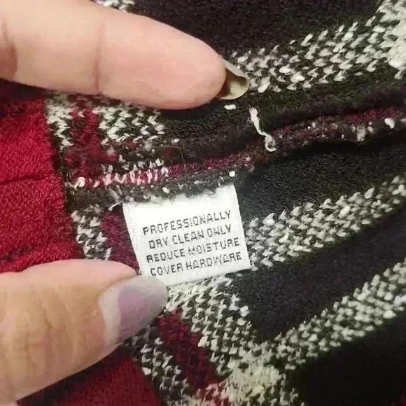 Vintage. John Collection - Red & Brown Plaid Moto Jacket - Picture 6 of 6